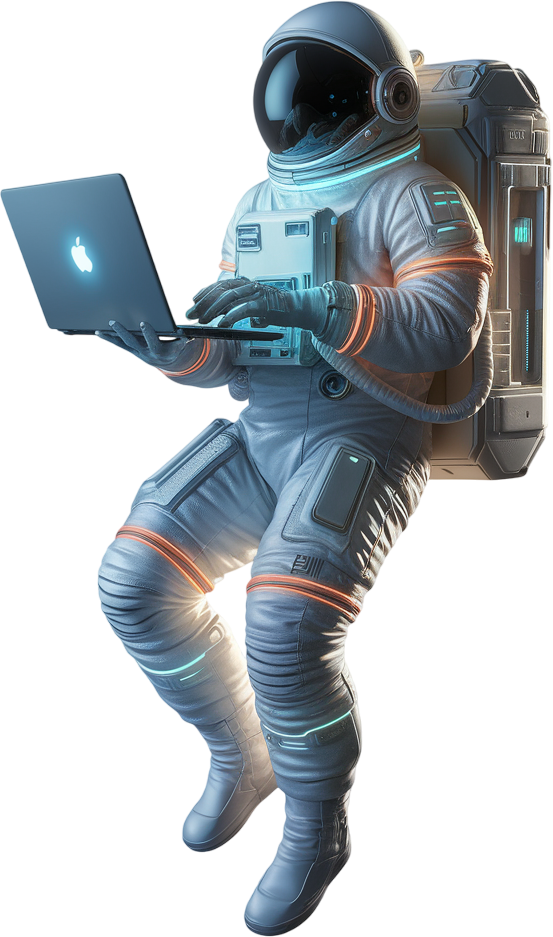 Astronaut with laptop representing stellar web development